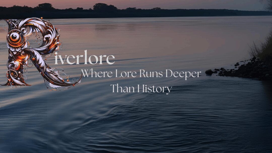Decorative "Riverlore" text over serene river.